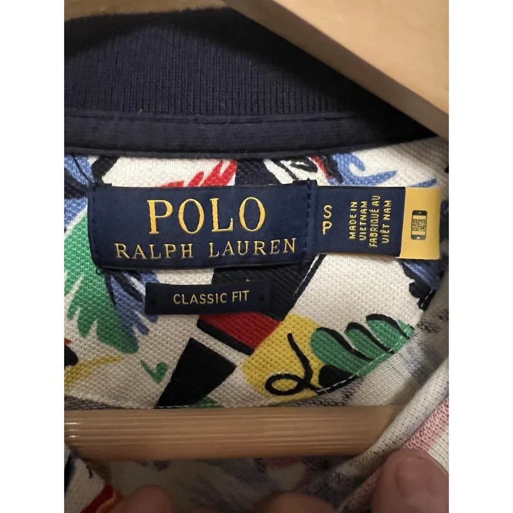 Polo Ralph Lauren Bear Classic Fit Beach Nautical Multi Color Polo Shirt Men's S